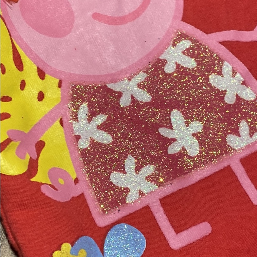 🌴🌺🍍3T-4T Glittery Peppa Pig Tropical Character Hoodie Sweater